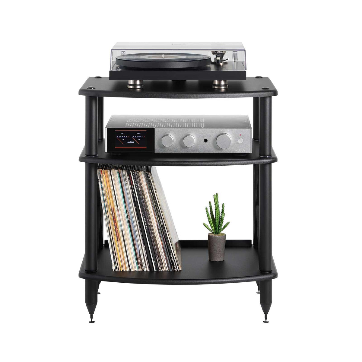 Pangea Audio Vulcan Turntable Stand - 3-shelf Audio Stand (Black)